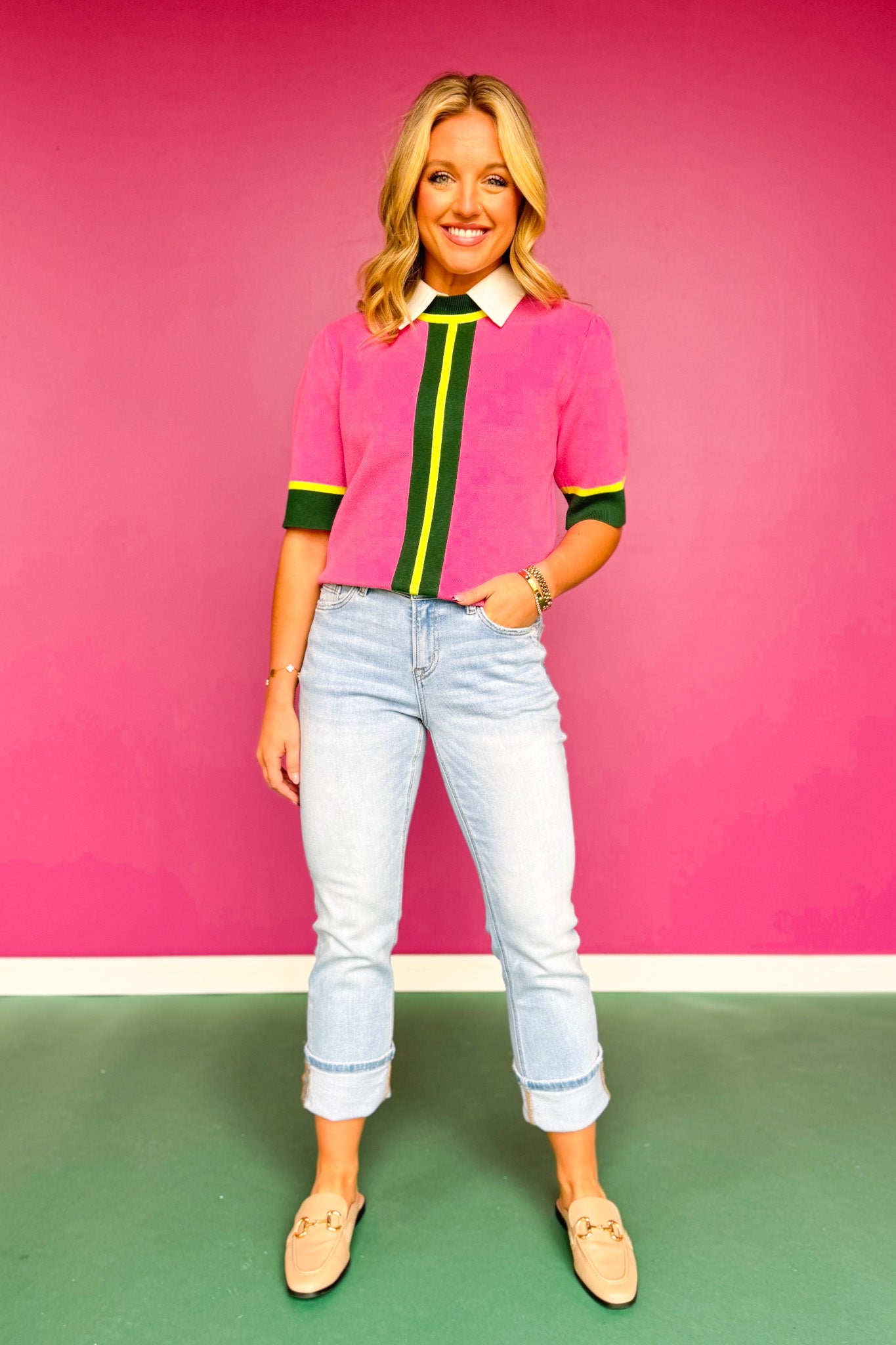 Mica Mid Rise Cuffed Straight Leg Jeans