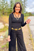 SSYS Ribbed Square Neck Long Sleeve Top In Black