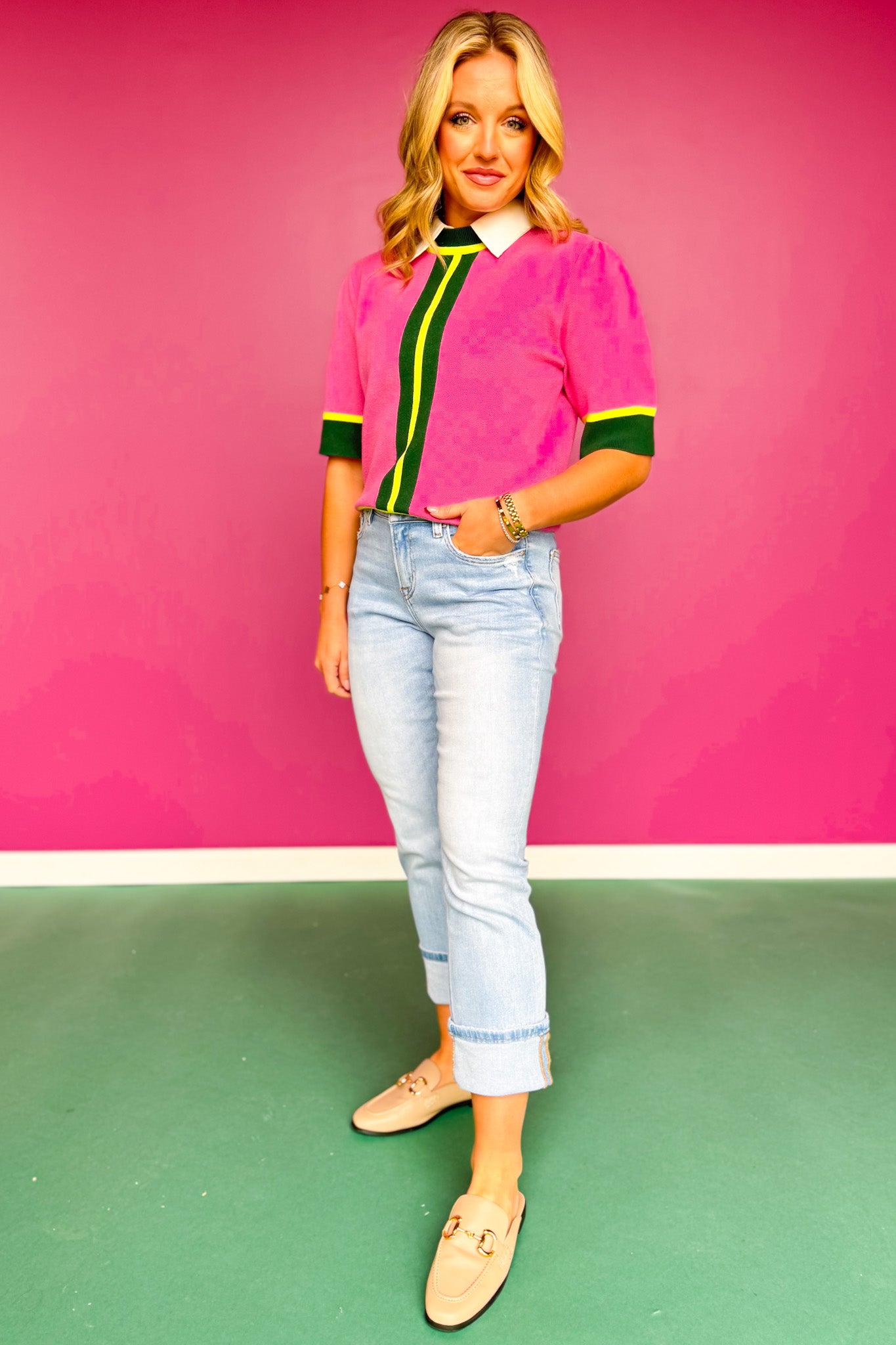 Mica Mid Rise Cuffed Straight Leg Jeans