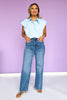 Blue Collared Button Down Puff Sleeve Top *FINAL SALE*