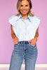 Blue Collared Button Down Puff Sleeve Top *FINAL SALE*