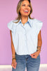 Blue Collared Button Down Puff Sleeve Top *FINAL SALE*