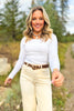 SSYS Ribbed Crew Neck Long Sleeve Top In White