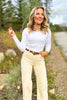 SSYS Ribbed Crew Neck Long Sleeve Top In White