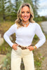 SSYS Ribbed Crew Neck Long Sleeve Top In White
