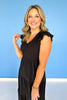 Black Flutter Sleeve Smocked V Neck Tiered Dress *FINAL SALE*