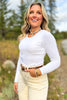 SSYS Ribbed Crew Neck Long Sleeve Top In White
