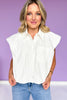 White Collared Button Down Puff Sleeve Top *FINAL SALE*