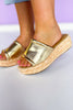 Gold Metallic Slide Platform Sandals