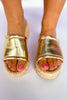 Gold Metallic Slide Platform Sandals