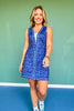 SSYS Scuba Romper Dress In Blue Animal