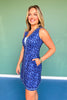 SSYS Scuba Romper Dress In Blue Animal