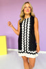 Black Colorblock Sleeveless Ric Rac Trim Dress