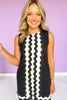 Black Colorblock Sleeveless Ric Rac Trim Dress