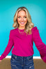 SSYS Shelley Long Puff Sleeve Top In Dark Orchid