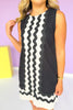 Black Colorblock Sleeveless Ric Rac Trim Dress