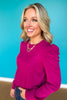 SSYS Shelley Long Puff Sleeve Top In Dark Orchid
