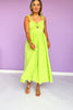 Lime Bow Shoulder Sleeveless Cutout Midi Dress