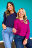 SSYS Shelley Long Puff Sleeve Top In Dark Purple