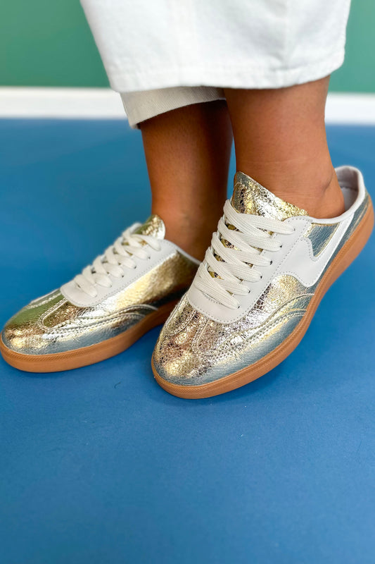 Gold Metallic Slip On Sneakers