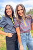 SSYS Emerson Contrast Stripe Short Sleeve Top In Navy Animal