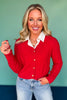SSYS Lizzy V Neck Cable Knit Cardigan In Red