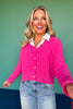 SSYS Lizzy V Neck Cable Knit Cardigan In Pink