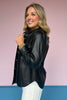 Black Faux Leather Button Down Top, chic, date night, collared, elevated, sleek, ssys by mallory fitzsimmons