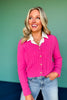 SSYS Lizzy V Neck Cable Knit Cardigan In Pink