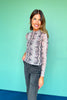 SSYS Ingrid Printed Mesh Top In Ivory Scales