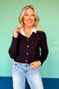 SSYS Lizzy V Neck Cable Knit Cardigan In Black
