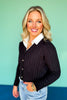 SSYS Lizzy V Neck Cable Knit Cardigan In Black