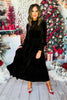 SSYS The Ginger Long Sleeve Maxi Dress In Black Velvet