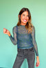 SSYS Ingrid Printed Mesh Top In Hunter Stripes