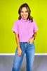 Mauve Mock Neck Side Shirred Sweater *FINAL SALE*