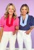 Navy Short Bubble Sleeve Contrast High Neck Top *FINAL SALE*