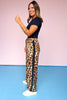 Black Animal Print Contrast Side Stripe Pants, comfy, work pants, date night, drawstring, ssys by mallory fitzsimmons