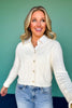 SSYS Lizzy V Neck Cable Knit Cardigan In Ivory