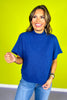 Light Navy Mock Neck Side Shirred Sweater *FINAL SALE*