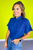 Light Navy Mock Neck Side Shirred Sweater *FINAL SALE*