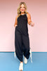 Black Contrast Side Stripe Zipper Back Leg Tie Jumpsuit, athletic, workout, unique design, comfy, ssys by mallory fitzsimmons