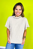 Light Mocha Mock Neck Side Shirred Sweater *FINAL SALE*