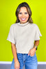 Light Mocha Mock Neck Side Shirred Sweater *FINAL SALE*
