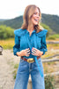 SSYS Marilyn Peter Pan Eyelet Top In Teal