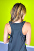 SSYS Black Ruffle Racerback Honeycomb Active Tank Top