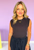 Black Banded Waist Sleeveless Top *FINAL SALE*