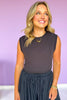 Black Banded Waist Sleeveless Top *FINAL SALE*
