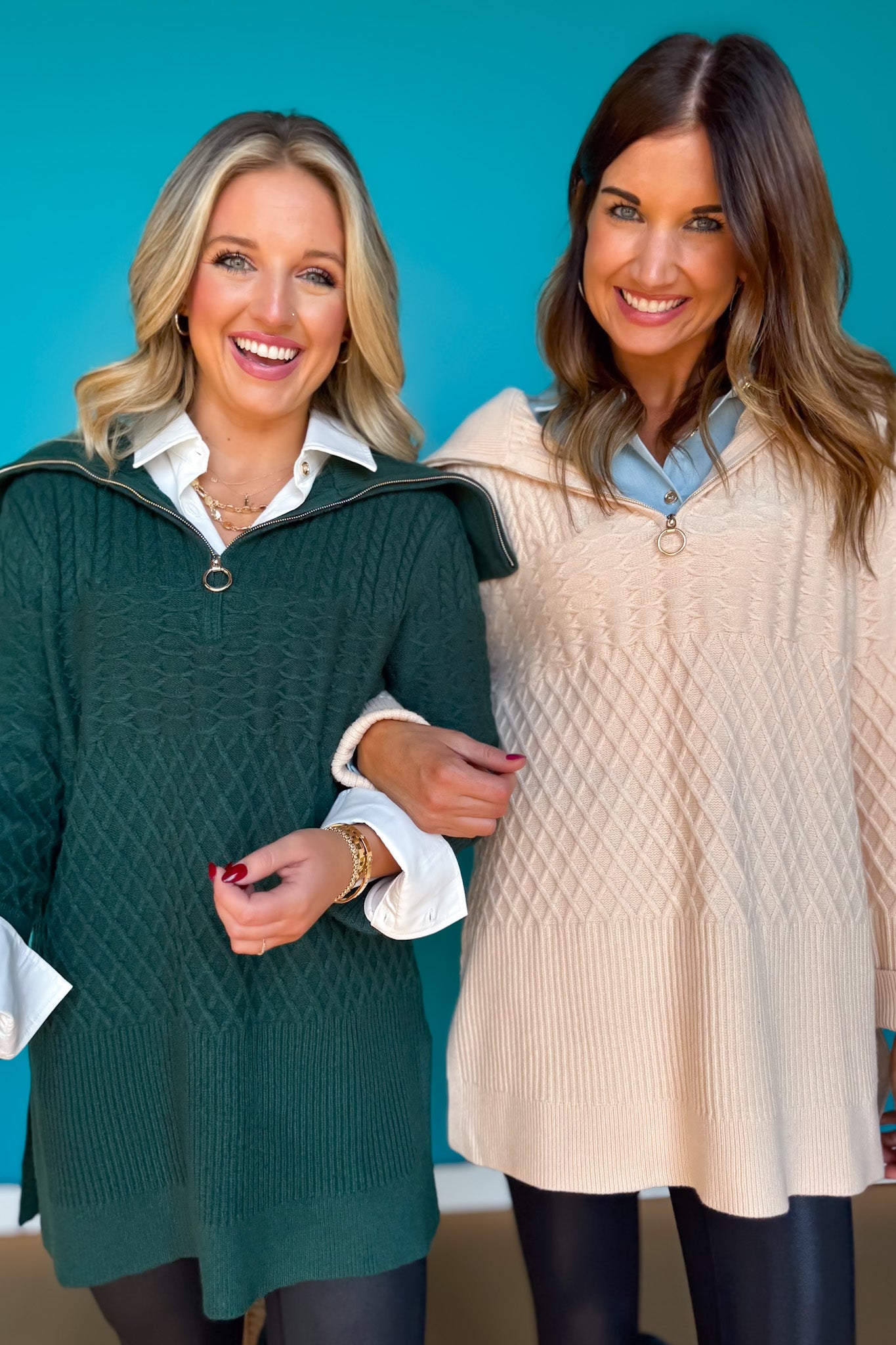 SSYS Tori Exaggerated Collar Zip Knit Pullover In Autumn Cream