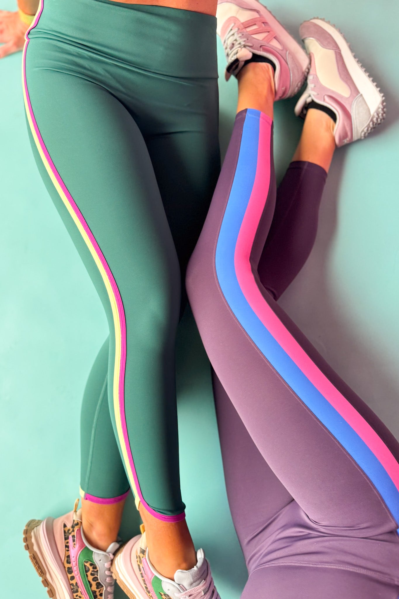 SSYS Cornflower and Pink Inset Deep Purple High Waist Leggings