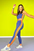 SSYS Orange Pink Lime Inset Stripe Periwinkle Sports Bra